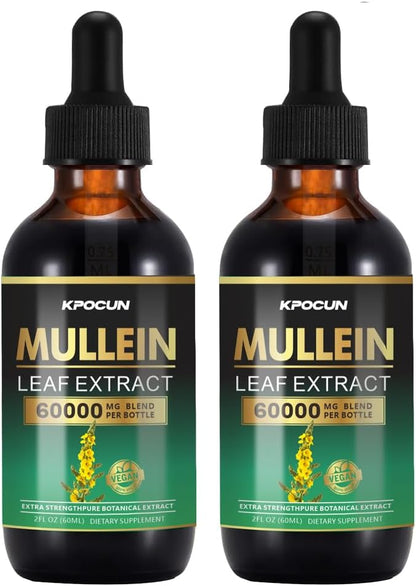 Mullein Drops for Lungs - Lung Cleanse - Leaf Extract - Powerful Mullein for Immune Support,Detox & Respiratory Support - Herbal Supplements - 4 fl oz