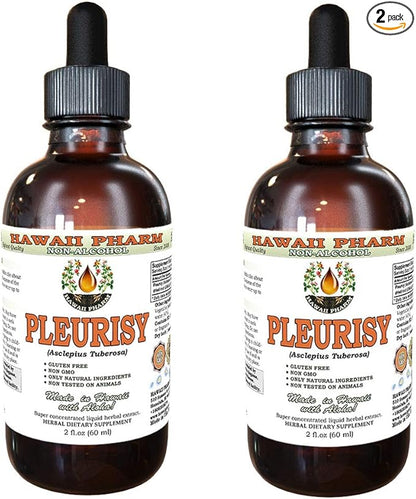 Pleurisy Root Alcohol-Free Liquid Extract, Pleurisy Root (Asclepius tuberosa) Dried Root Glycerite Natural Herbal Supplement, Hawaii Pharm, USA 2x2 fl.oz