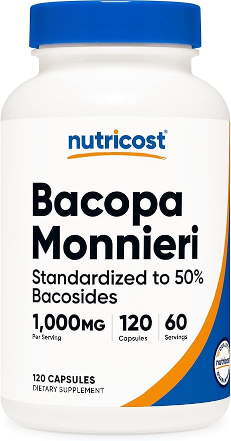 Nutricost Bacopa Monnieri 1,000mg, 120 Capsules (60 Servings) - Non-GMO, Gluten Free, and Vegetarian Friendly