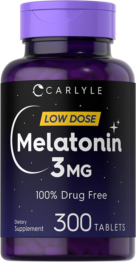 Carlyle Melatonin 3mg | 300 Tablets | Low Dose | Drug Free | Vegetarian, Non-GMO, Gluten Free
