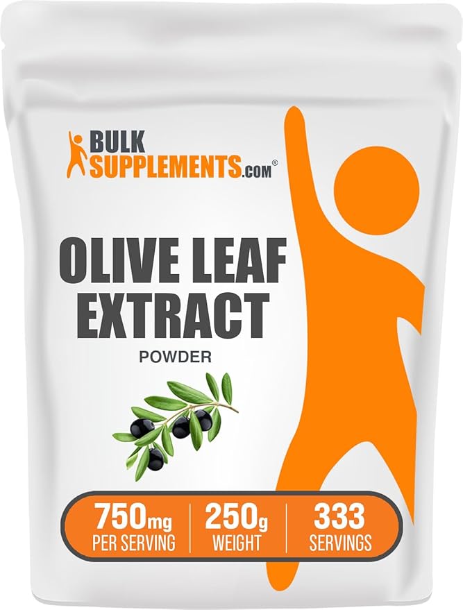 BulkSupplements.com Olive Leaf Extract Powder - Herbal Supplement, Antioxidant Source, Olive Leaf Powder - Gluten Free, 750mg per Serving, 250g (8.8 oz) (Pack of 1)