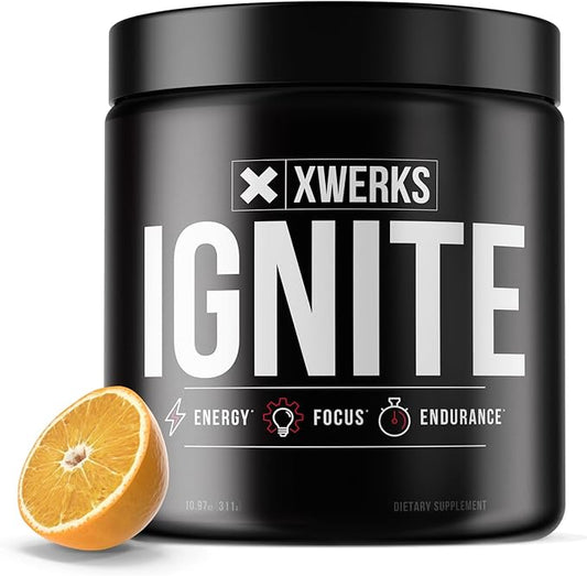 Xwerks Ignite Orange Pre Workout Powder, Natural Keto Pre-Workout for Women and Men with Explosive Energy, Gluten Free Preworkout Blend for Endurance and Stamina, 150 mg Caffeine 30 Servings