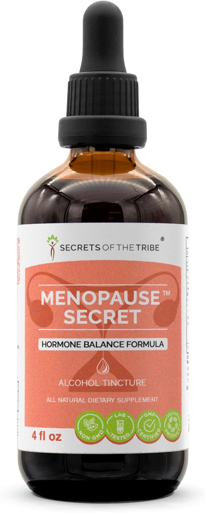 Menopause Secret Alcohol-Free, Glycerite Black Cohosh, Vitex, Red Clover, Maca, Dong Quai, St. John's Wort. Tincture, Herbal Extract Hormone Balance Formula 4 OZ