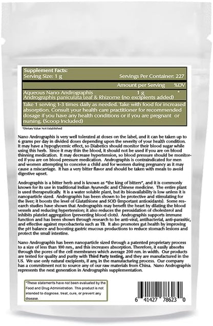 Nano Andrographis Powder 8 oz (227 Servings), Nano for Enhanced Absorption, Supports Overall Wellness, Non-GMO, Vegan, Gluten-Free