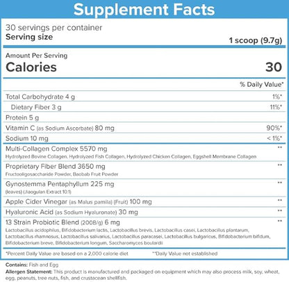 SkinnyFit Super Youth Unflavored Multi-Collagen Peptides + Probiotics, Baobab Fiber, Apple Cider Vinegar, Hyaluronic Acid, & Vitamin C, Skin, Hair, Joint & Metabolism Support, 30 Servings
