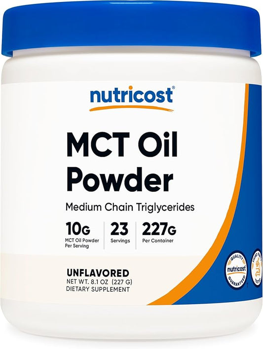 Nutricost Premium MCT Oil Powder .5LBS - Best For Keto, Ketosis, and Ketogenic Diets - Zero Net Carbs, Non-GMO and Gluten Free