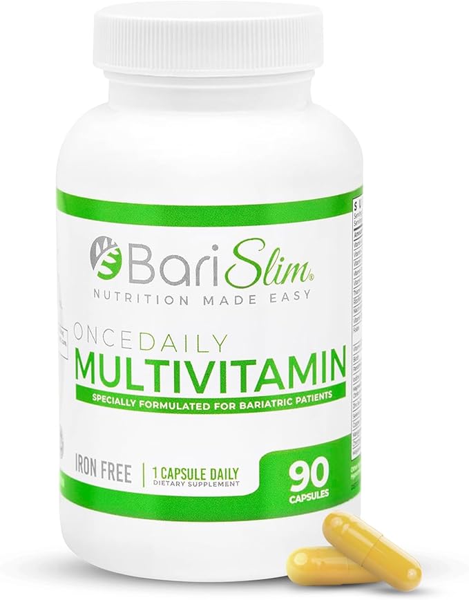 BariSlim Once Daily Bariatric Multivitamin Capsule - Iron-Free Formula - Bariatric Vitamin and Supplement for Post Surgery, Including Gastric Bypass and Gastric Sleeve | 90-Day Supply