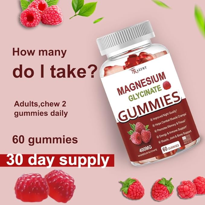 New Magnesium Glycinate 400mg, Sugar Free for Adults (30 Servings)