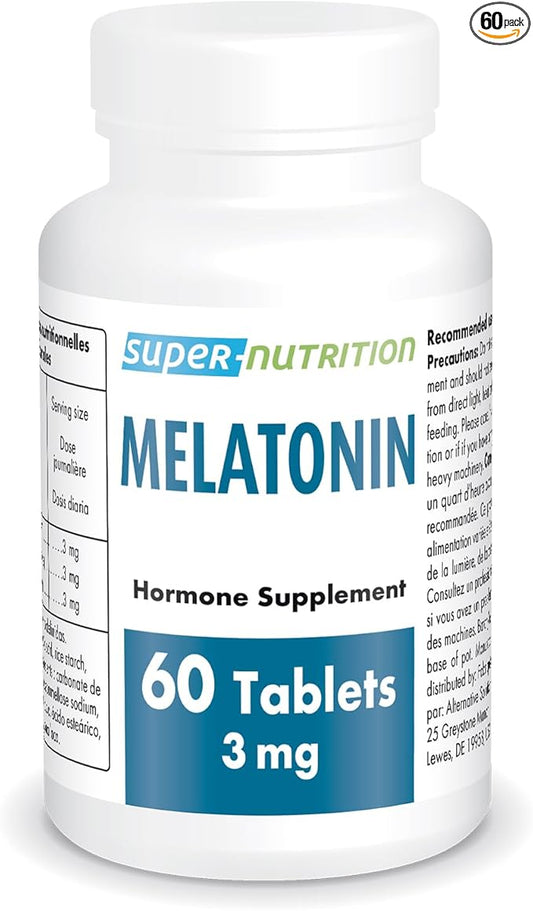 Supersmart - Melatonin 3mg (Fast Dissolve) - Natural & Restful Sleep - Use for Jet Lag & Night Shifts Work | Non-GMO & Gluten Free - 60 Tablets
