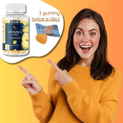 Vitamin C 60000mcg + Zinc 15000mcg Gummies, Individually Wrapped 60 Count, Supports Healthy Immune Health, Vitamin C Gummies,Supplements for Adults