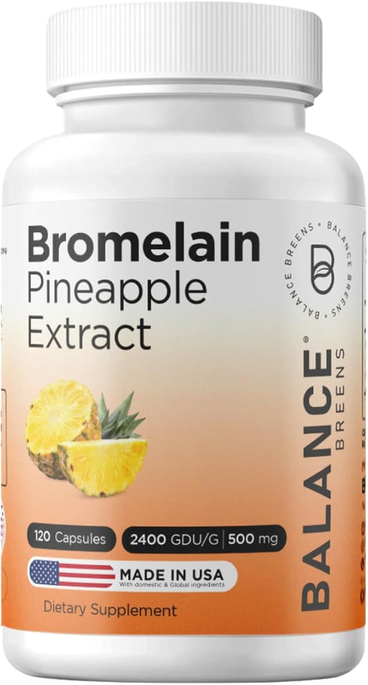 Balancebreens Bromelain 500mg, 120 Capsules - Pineapple Extract Digestive Enzyme, Supports Digestion and Joint Health Supplement