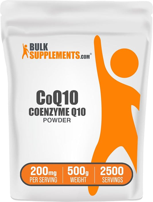 BulkSupplements.com Coenzyme Q10 Powder - CoQ10 Powder, CoQ10 200mg, CoQ10 Supplement - Heart Health Supplements, Gluten Free, 200mg per Serving, 500g (1.1 lbs) (Pack of 1)