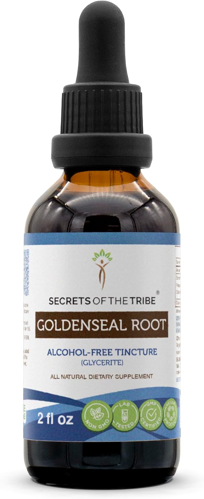 Secrets of the Tribe Goldenseal Root Tincture Alcohol-Free Extract, Goldenseal (Hydrastis Canadensis) Dried Root 2 oz