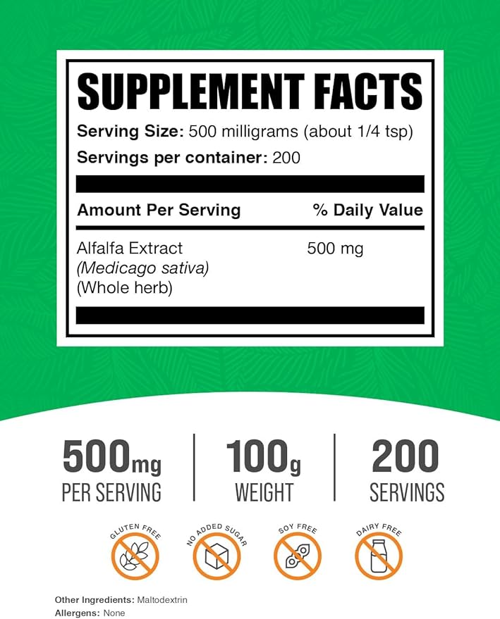 Bulksupplements Alfalfa Extract Powder (100 grams) 83 Servings
