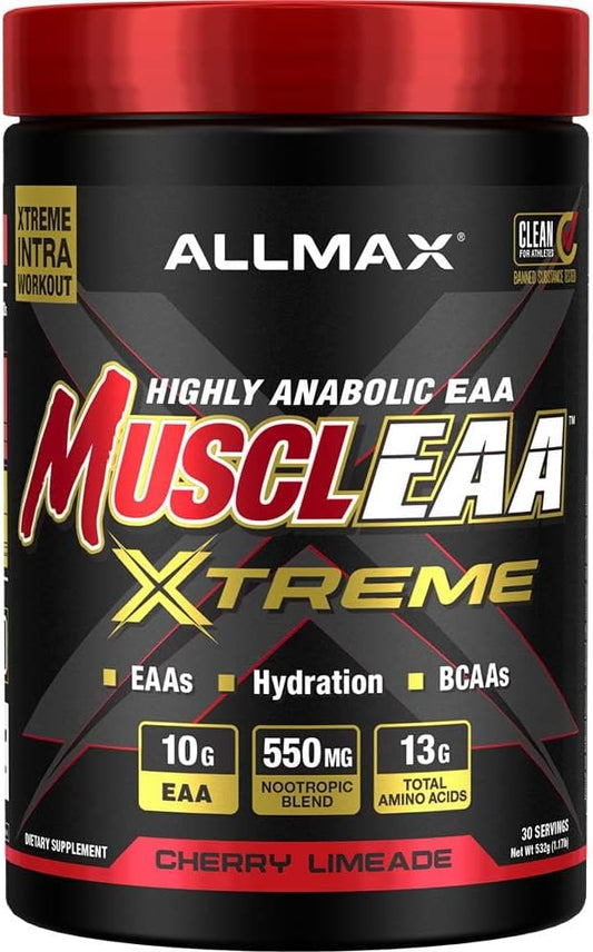 ALLMAX MUSCLEAA Xtreme, Cherry Limeade - 532 g Powder - Provides EAAs, BCAAs & Hydration - Up to 30 Servings