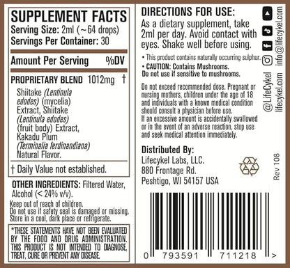 Lifecykel - Shiitake Mushroom Extract with Kakadu Plum - Advance Organic Mushroom Supplement for Hair, Nail and Skin - Potent Vitamin C Immune Boost for Adults - 1 Fl Oz