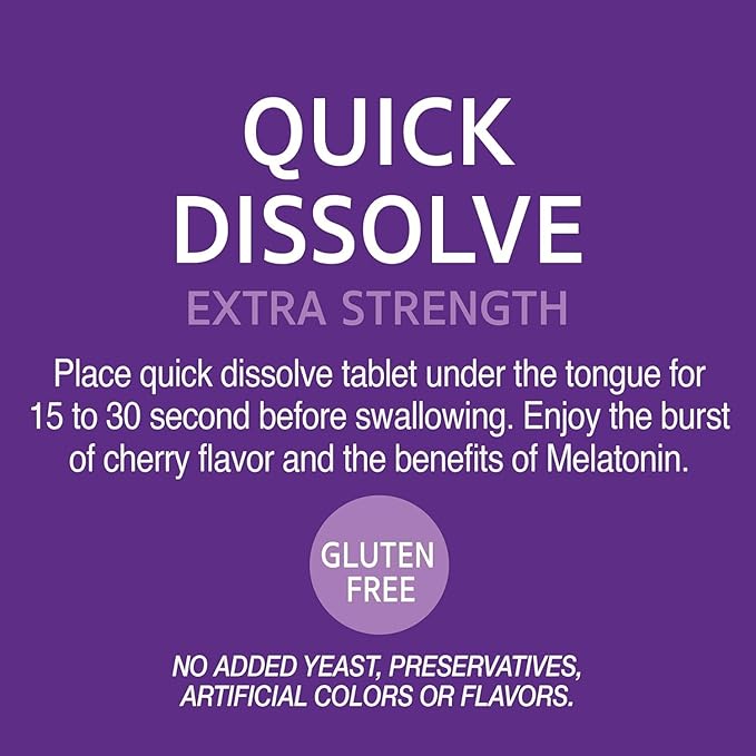 21st Century, Melatonin Quick Dissolve Tablets 10 mg, White, Cherry, 120 Count (Pack of 2)