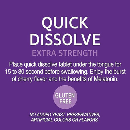 21st Century, Melatonin Quick Dissolve Tablets 10 mg, White, Cherry, 120 Count (Pack of 2)
