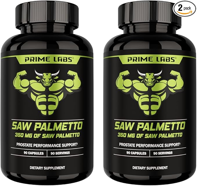 Prime Labs Saw Palmetto for Men (2-Pack) - Prostate & Urinary Health Supplement, Hair Loss Support, DHT Blocker - 20:1 High-Potency 350mg of Saw Palmetto Extract per Serving