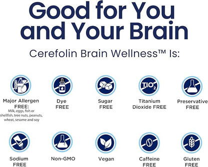 Brain Wellness, Targeted Nutrition for Cognitive Support, Improves Memory, Focus & Concentration, L-Methylfolate, NAC, B12, Neurologist Recommended (60 Count)