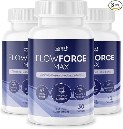 FlowForceMax Herbal Support Supplement - Natural Plant-Based Formula with Saw Palmetto Extract | 30 Chewable Tablets, 3 Month Supply, Made in USA