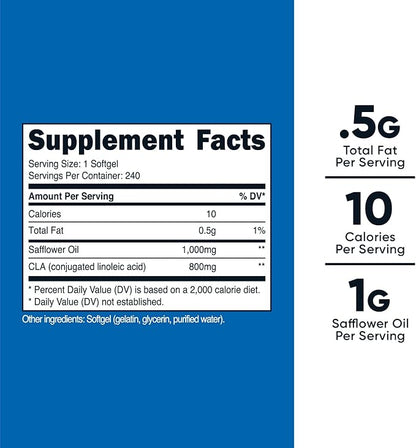 Nutricost CLA (Conjugated Linoleic Acid) 2,400mg, 240 Softgels - Gluten Free, Non-GMO, 800mg Per Softgel (2 Bottles)