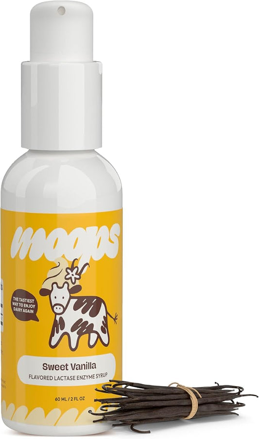 Lactase Enzyme Drops 2oz – Delicious Sweet Vanilla Flavor – 10,000 FCC Units for Fast Acting Dairy Relief – Customizable Dosing for Lactose Intolerance – Portable Twist-to-Lock Pump
