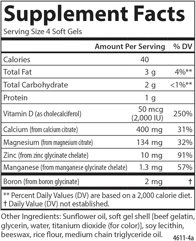 Carlson - Nutra-Support Bone, Calcium, Magnesium & Vitamin D3, Bone Health, Calcium Absorption & Optimal Wellness, 100 Softgels