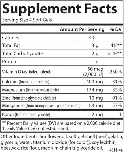 Carlson - Nutra-Support Bone, Calcium, Magnesium & Vitamin D3, Bone Health, Calcium Absorption & Optimal Wellness, 100 Softgels