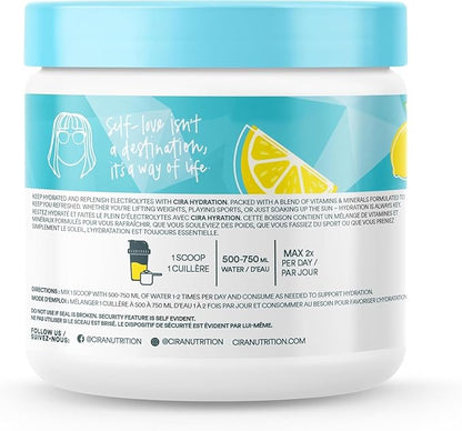 Cira Hydration Powder x Alicia McCarvell's Electrolyte Drink Mix with Himalayan Salt for Dehydration Relief and Recovery - Self Love Lemonade, 45 Servings