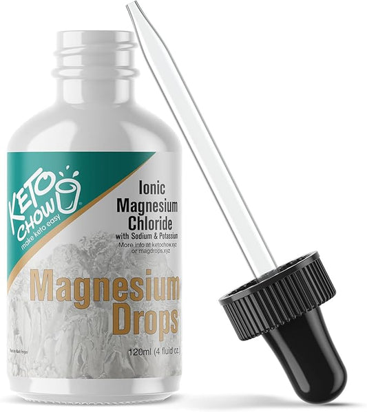 Keto Chow - Magnesium Drops - Ionic Magnesium Chloride w/Sodium, Potassium, Electrolytes - Trace Minerals Drops - Gluten Free, Sugar Free, Keto Friendly - from Utah's Great Salt Lake - 4 Fl Oz