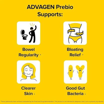 ADVAGEN-Prebio Fiber Supplement Powder Unflavored - Soluble Prebiotic Fiber Powder On The Go Packets, Supports Digestive Health, Bloating & Constipation for Women & Men, 30 Servings