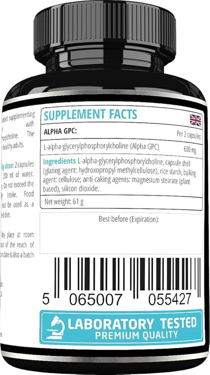APOLLO'S HEGEMONY Alpha-GPC 600mg per Daily Dose - 90 Vegan Choline Capsules - 99% Choline Alfoscerate Dietary Supplement - Lipid Choline - Memory and Concentration Capsules