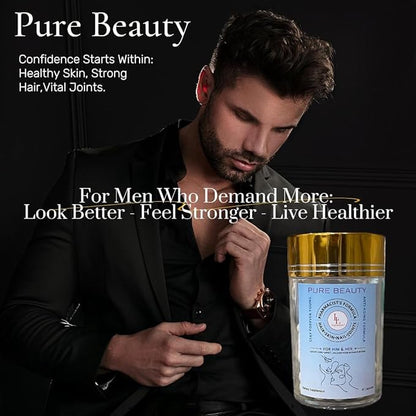 Pure Beauty by LL Supplement – Pharmacist-Formulated Anti-Aging Collagen, NR, Resveratrol, Hyaluronic Acid, CoQ10 – Glow, Hydrate, Renew from Within – 60 Capsules