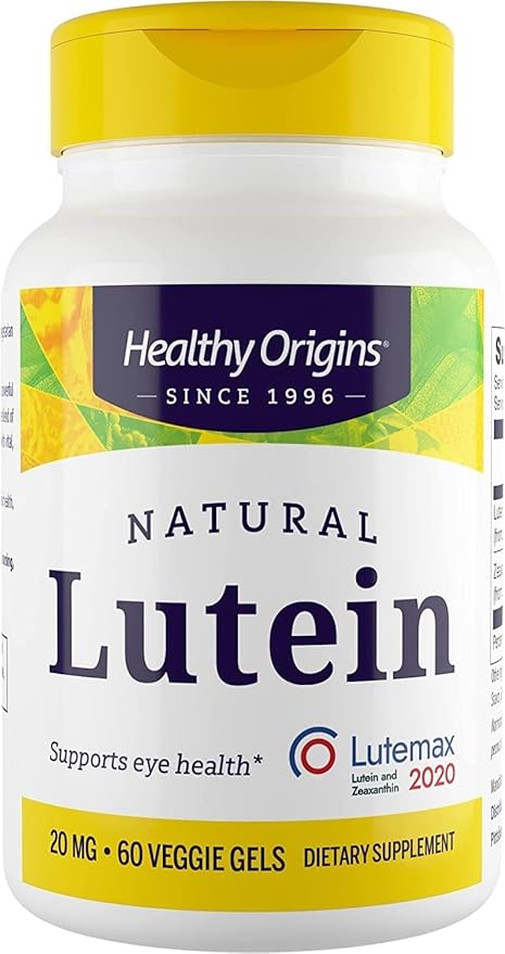 Healthy Origins Lutein 20 mg (Lutemax 2020 with Zeaxanthin, Non-GMO, Vegan, Eye Support), 60 Veggie Gels