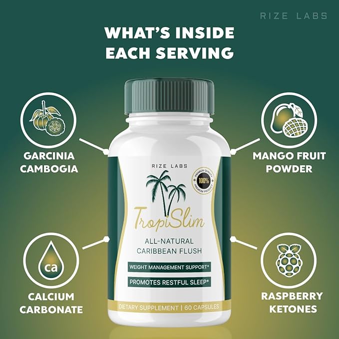 (Official 5 Pack) Tropislim, Tropislim All Natural Caribbean Flush, Weight Loss Supplement, Tropislim Slimming Capsules for Women, Healthy Lifestyle + Leaner Physique, Tropical Reviews (300 Capsules)