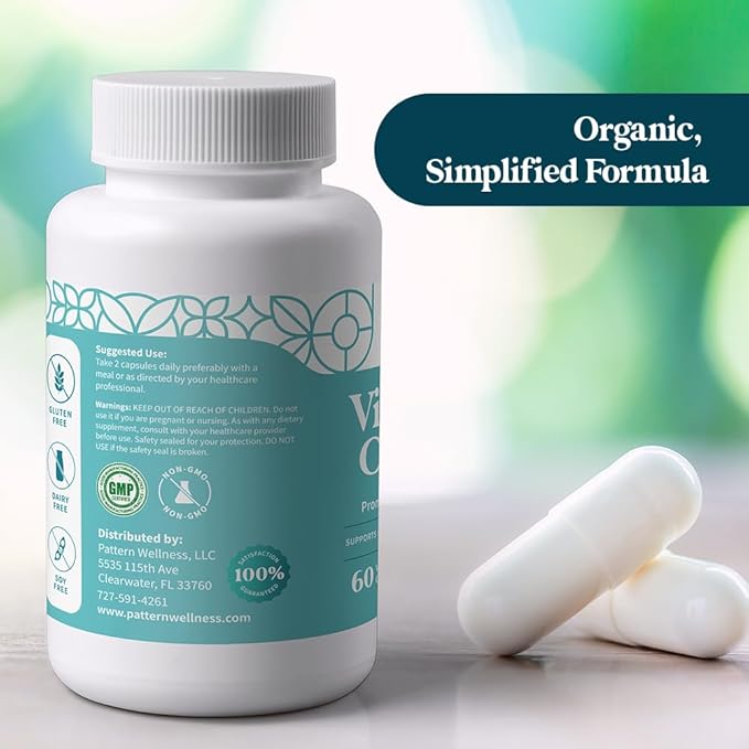 Pattern Wellness Vitamin B Complex – Complete B Vitamins with Folate, B6, B12 – Supports Energy, Brain & Heart Health – Non-GMO – 60 Capsules