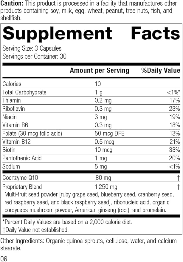 Standard Process Inc. B Vitality with CoQ10 - Supports Cellular Processes with Thiamine,Biotin,CoQ10, Vitamin B12,Riboflavin, Niacin,Vitamin B6,Folic Acid,Pantothenic Acid,Ginseng - 90 Capsules