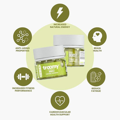 Troomy Boost Cordyceps All Natural Mushroom Gummies - Supports Active Lifestyle & Hyper Focus - Lemon Lime - 60 Count