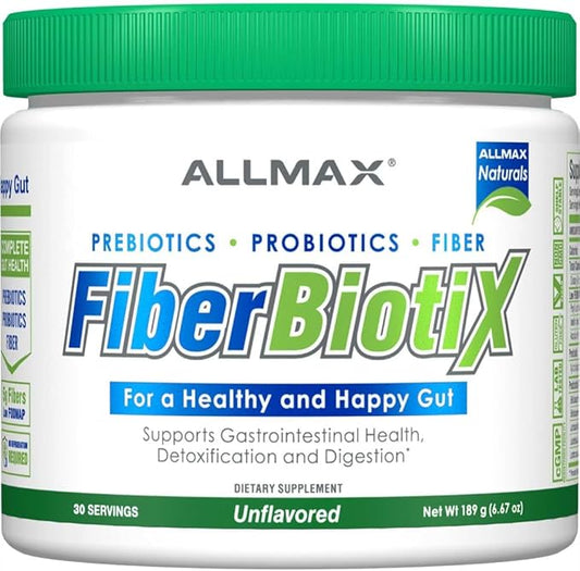ALLMAX Naturals - FiberBiotix - Supports Gastrointestinal Health, Detoxification and Digestion for a Healthy and Happy Gut (189g, Unflavored)