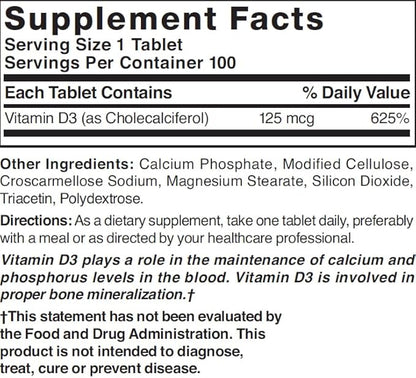 Nature's Blend Vitamin D3, 5000 IU 100 Tablets