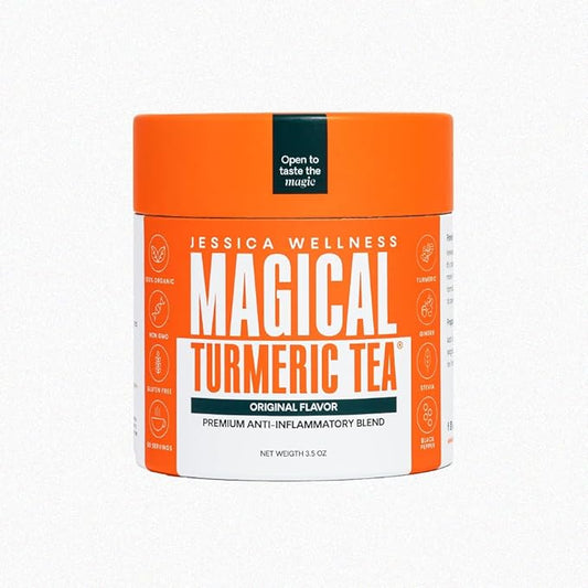 JESSICA WELLNESS Magical Turmeric Tea/Ginger Turmeric Tea with Black Pepper/Turmeric Powder with Black Pepper, Ginger and Stevia, 3.5 oz Magical Turmeric Tea