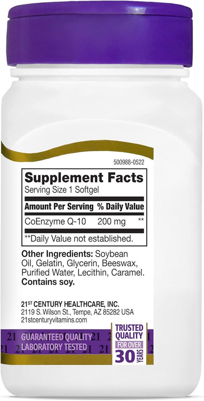 21st Century Co Q10 200 mg Softgels, 90 Count