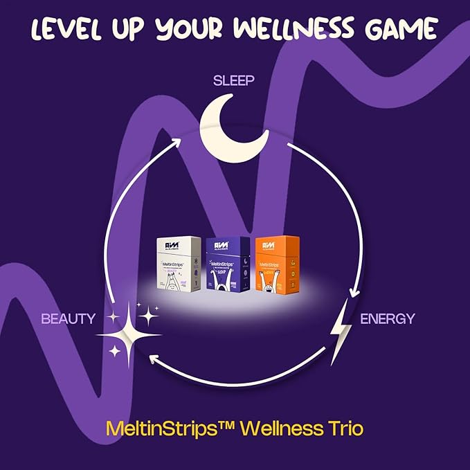 MeltinStrips™ Energy, Beauty & Sleep Travel Bundle | Fast-Acting Supplements for Instant Energy, Skin Hydration & Improved Sleep | Sugar-Free | Vegan | 90 Oral Strips