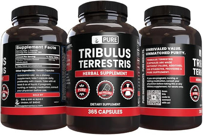 PURE ORIGINAL INGREDIENTS Tribulus Terrestris, No Magnesium Or Rice Fillers, Always Pure, Lab Verified (365 Capsules)