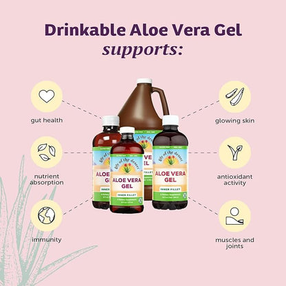 Lily Of The Desert Organic Aloe Vera Juice 2-Pack – Inner Fillet, Natural Gut & Digestive Support, Stomach Relief, 32 Fl Oz Ea