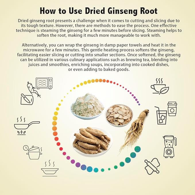 Zen Ginseng - 4 oz Bag of Untrimmed American Ginseng - Non-GMO, Gluten Free. Add This Ginseng in Soup, Tea, Coffee, juices, Smoothies and Baking (Barrel Root 4 oz Bag)