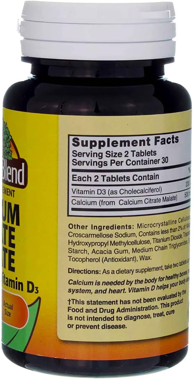 Nature's Blend Calcium Citrate Malate 500 mg Tabs, Unflavored, 60 Count