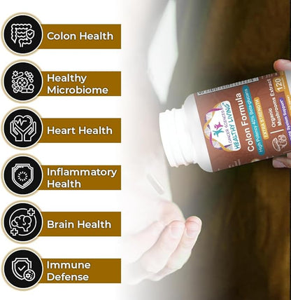 Cancer Sciences Colon Wellness Supplement, USDA Certified Organic Mushrooms Extract, Extra Strength 1,500 mg, High Potency 40% Beta-Glucans, Immune, Gut & Digestive, Colon Cleanse & Detox, 120 Caps