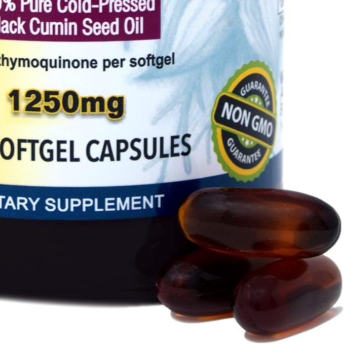 Amazing Herbs Black Seed Oil Pills 1250mg, 100 Softgel Capsules (Pack of 2)